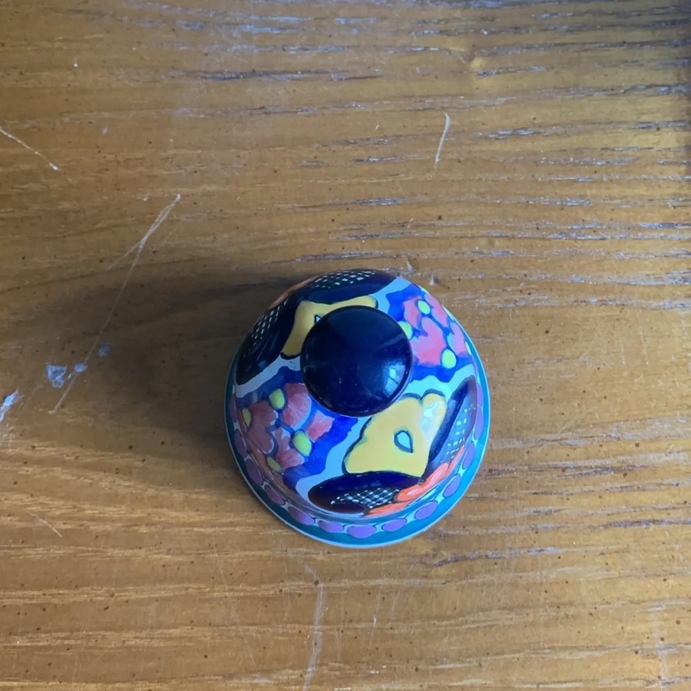 Mexican Talevera Pottery Small Bell signed T. Aragon 8/13/2011 EUC - Picture 3 of 7